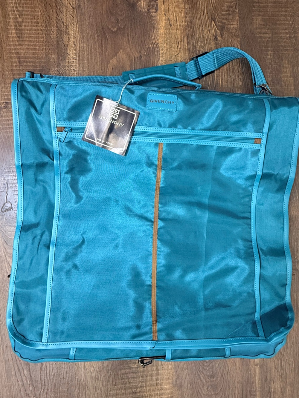 Givenchy Turquoise Travel Garment Bag with Tan Trim